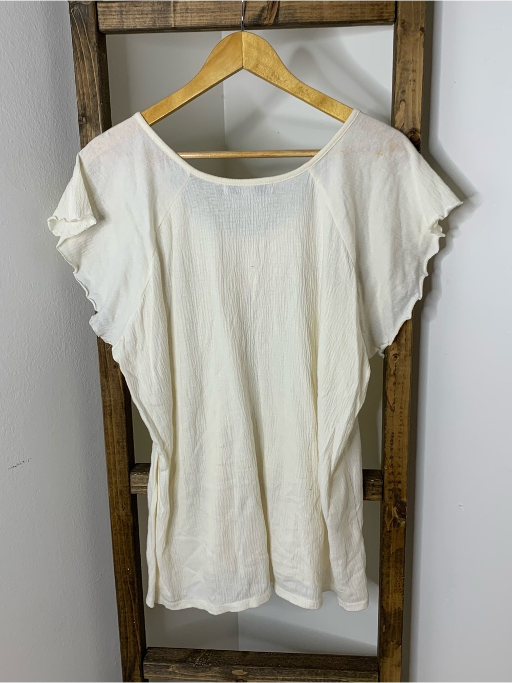 French Laundry Cream Crochet-Trim Short Sleeve Top Size XL - Picture 5 of 5